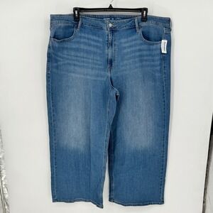 Old Navy Wow Wide Leg Jeans Womens Size 24 Long High Rise Medium Wash Blue New